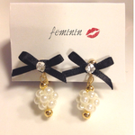 【再販2】new♡リボンとつぶつぶパールのイヤリング