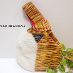 ワンハンドルまるバッグ＊バスケット＆しろボア＊ピンク
