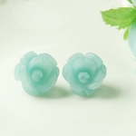 *P01*天然石アマゾナイト12ｍｍ（薔薇）☆スタッドピアス