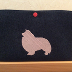 シェルティ刺繍ポーチ  唐草赤