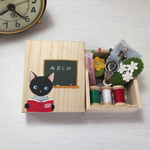 手のひらの裁縫箱「黒猫さん勉強中」送料無料