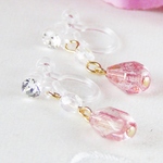【￥300】春色♡ピンク チェコガラス・樹脂ノンホールピアス