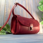 M368 極厚国産牛革ヌメ まーるいワイドなショルダーバック ボルドー（Bordeaux）
