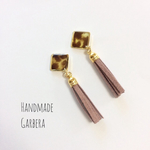 【全7色】べっ甲タッセル♡ピアス/イヤリング（スモーキーピンク）