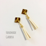 【全7色】べっ甲タッセル♡ピアス/イヤリング（ホワイト）