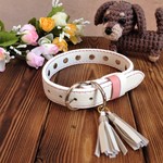 本革手縫いタッセル付きパンチング犬首輪28～35.5  c48