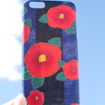 椿をあしらった着物風 iPhoneケース