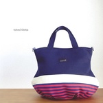 【sale!10/9まで】ぽってりトート_つぼ型タイプ（jersey navy x white x border）