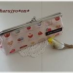 ラミネートがま口ペンケース（眼鏡ケース）スイーツマカロン