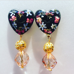 押し花レジンハートビーズ イヤリングorピアス