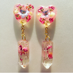 押し花レジンハート イヤリングorピアス