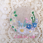 春の小さいお庭🌸 刺繍ブローチ   ヘアゴム4✖️🎀4サイズ