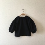 100cm★コットンブロードのボリューム袖ブラウス/bk