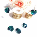 【スワロフスキー】エメラルド　ハート　2個　ワイヤープレゼント