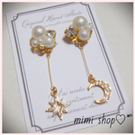 星と月のビジューピアス/イヤリング