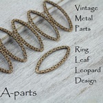 ◆ 送料無料！ Vintage Metal  Parts リングリーフ レオパード Design 6pcs  52-K