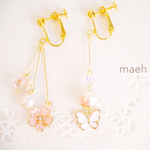 春色ちょうちょと桜のイヤリング＊