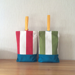 ＊ 再販♡ 入園入学準備、習い事に♪ 北欧風しましま上履き入れ       green red＊