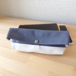 ペンポーチ　グレー×キナリ　帆布