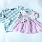 【08211127様オーダー分】兄妹コーデ*ボーダー長T&ボーダーチュールワンピース