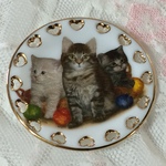 ミニチュア食器　可愛い子猫の透かしハート皿