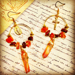 マリア クロス メダイ 水晶 氷柱 天然石 フープピアス イヤリング