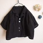 LINEN 開衿シャツ *ブラック*　size80　