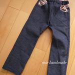 オーダー★コットンデニムの花柄パンツ★120