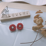 フリンジお花ピアス【赤】