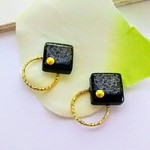★ガラスタイルシリーズ★blackまる ピアス