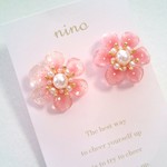 ♡春♡桜色のフラワーチタンピアス