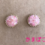 まんまるピンクシェルピアス
