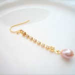 milky903様オーダー品♡上品な大人の揺れる小さな８連クリスタルピンク淡水パールピアス