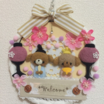 yomoliz24様オーダー品羊毛フェルトで作ったワンチャンのお雛様リース♪