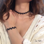 Black Wave Choker & Bracelet