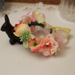 ＊ペット＊うさぎさん用＊花冠＊アプリコット＊イエローリボン＊