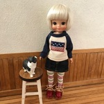 betsyのお洋服【アメリカンなラグラントレーナーセット青】