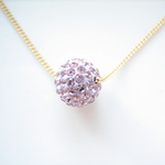 [andy]Swarovski Pavet Ball Necklase Light Amethyst