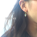春色ひし形ボリュームピアス*イヤリング*樹脂ノンホールピアス*