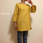 上質リネン　シンプルチュニック（mustard）