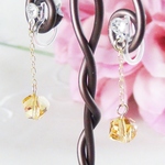 【￥300】春色♡シトリンカラーガラス・樹脂ノンホールピアス