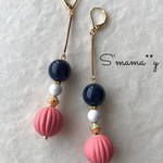 【再販4】antique＊pink×navyピアス  /イヤリング