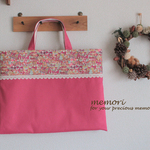 《入園・入学》リバティ　レッスンバッグ【Jenny' s Ribbons】ピンク　レース付き
