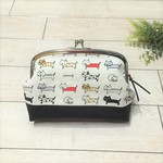 受注製作【再販32】ちび猫がまぐちコスメポーチ生成