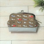 受注製作【再販27】ちび猫がまぐちコスメポーチBrown