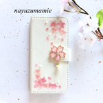 ＊桜レジン&コットンパール＊iPhone6,6s手帳型ケースW