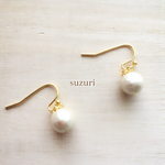 シンプルコットンパールピアス