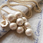 再再販コットンパール×お花のネックレス★1295-32