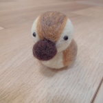 ＊羊毛フェルト☆カモさん　おひとりさま　マーブル　茶色☆