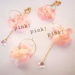 [spring] pink!×3 お花ピアス/イヤリング 揺れる ゆらゆら